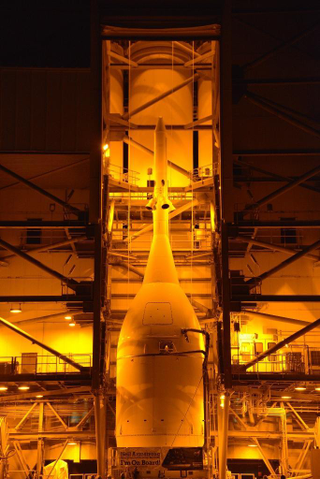 Illustration for article titled The Orion Spacecraft Is At the Launch Pad And Strapped To Its Rocket